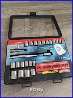 Sears Craftsman Tools USA 3/8 Dr 22pc Socket Wrench Set Easy Read Thin Ratchet