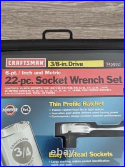 Sears Craftsman Tools USA 3/8 Dr 22pc Socket Wrench Set Easy Read Thin Ratchet
