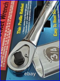 Sears Craftsman Tools USA Rare 3/8 Socket Ratchet Set Easy Read Thin NOS 45882
