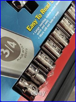 Sears Craftsman Tools USA Rare 3/8 Socket Ratchet Set Easy Read Thin NOS 45882