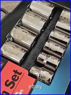 Sears Craftsman Tools USA Rare 3/8 Socket Ratchet Set Easy Read Thin NOS 45882