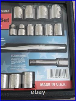 Sears Craftsman Tools USA Rare 3/8 Socket Ratchet Set Easy Read Thin NOS 45882