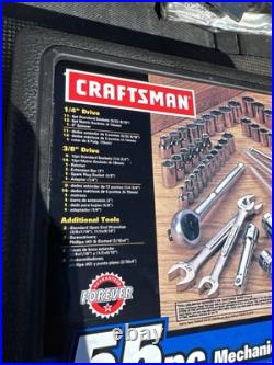 Sears Craftsman USA 55pc Mechanics Tool Set Socket Ratchet 33455 Nos Metric SAE