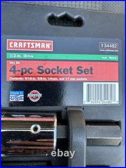 Sears Craftsman USA Nos 4PC Hex But Socket Set Rare 1/2 Drive 34482 Metric SAE