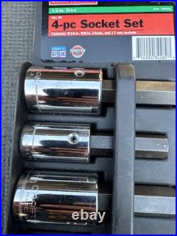 Sears Craftsman USA Nos 4PC Hex But Socket Set Rare 1/2 Drive 34482 Metric SAE