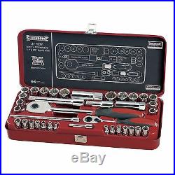 Sidchrome 37 PIECES IMPERIAL/METRIC SOCKET SET 1/4 & 1/2 Inch Drive #19130