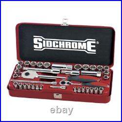 Sidchrome 37 Pcs 1/4 & 1/2 Drive Socket Set Metric & Af Scmt19130