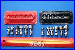 Snap-On 12 Piece 1/4 Drive 6-Point SAE & Metric Shallow Universal Socket Sets