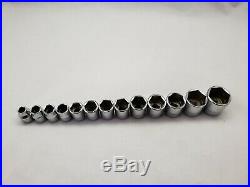Snap On 13 Piece 3/8 Drive Metric Shallow Sockets FSM Series 6 Point Tools