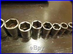 Snap On 13 Piece 3/8 Drive SAE 6 Point Socket Set 1/4 to 1 214FSY