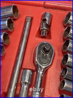 Snap On 144TMPB 1/4 Drive Metric & SAE Socket Set 6 Point General Service Set