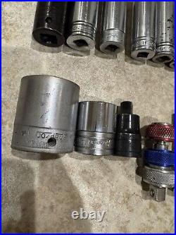 Snap On 23 Piece 3/8 1/2 Drive Ratchet & Socket Lot