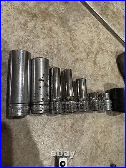 Snap On 23 Piece 3/8 1/2 Drive Ratchet & Socket Lot