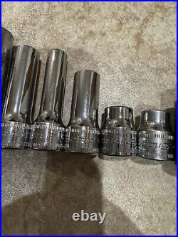 Snap On 23 Piece 3/8 1/2 Drive Ratchet & Socket Lot