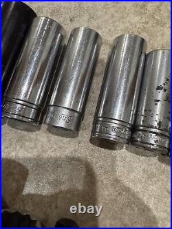 Snap On 23 Piece 3/8 1/2 Drive Ratchet & Socket Lot