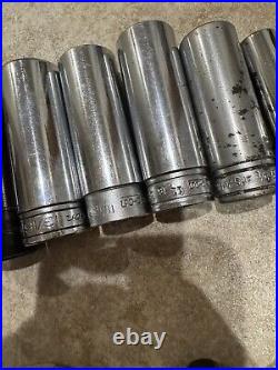 Snap On 23 Piece 3/8 1/2 Drive Ratchet & Socket Lot