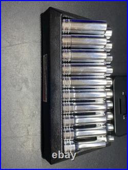 Snap On 320TSWMA Metric 1/2 Drive Deep & Shallow 6 Point Chrome Socket Set 20 pc