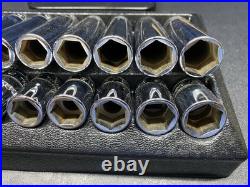 Snap On 320TSWMA Metric 1/2 Drive Deep & Shallow 6 Point Chrome Socket Set 20 pc