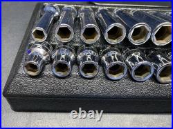 Snap On 320TSWMA Metric 1/2 Drive Deep & Shallow 6 Point Chrome Socket Set 20 pc