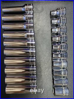 Snap On 320TSWMA Metric 1/2 Drive Deep & Shallow 6 Point Chrome Socket Set 20 pc