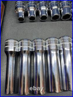 Snap On 320TSWMA Metric 1/2 Drive Deep & Shallow 6 Point Chrome Socket Set 20 pc