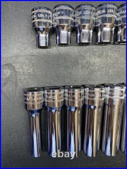 Snap On 320TSWMA Metric 1/2 Drive Deep & Shallow 6 Point Chrome Socket Set 20 pc