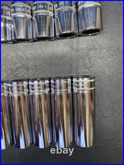 Snap On 320TSWMA Metric 1/2 Drive Deep & Shallow 6 Point Chrome Socket Set 20 pc