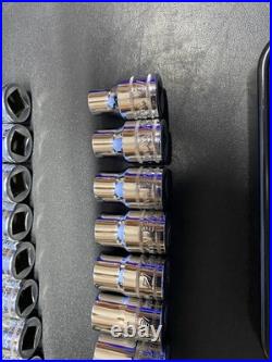 Snap On 320TSWMA Metric 1/2 Drive Deep & Shallow 6 Point Chrome Socket Set 20 pc