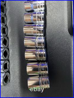 Snap On 320TSWMA Metric 1/2 Drive Deep & Shallow 6 Point Chrome Socket Set 20 pc