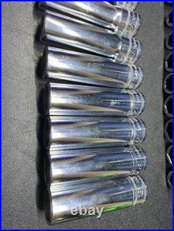 Snap On 320TSWMA Metric 1/2 Drive Deep & Shallow 6 Point Chrome Socket Set 20 pc