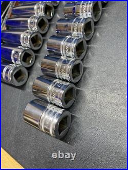 Snap On 320TSWMA Metric 1/2 Drive Deep & Shallow 6 Point Chrome Socket Set 20 pc