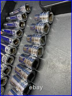 Snap On 320TSWMA Metric 1/2 Drive Deep & Shallow 6 Point Chrome Socket Set 20 pc