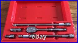 Snap On 3/8 Drive Ratchet Extension And UJ Set In Plastic Carry Case NEW