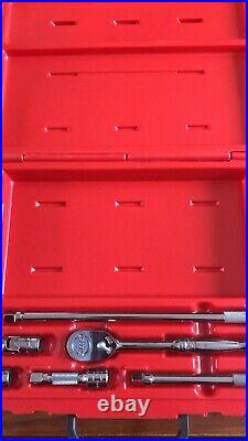 Snap On 3/8 Drive Ratchet Extension And UJ Set In Plastic Carry Case NEW