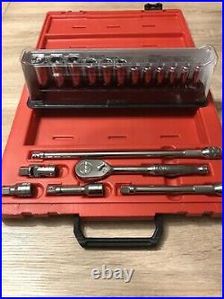 Snap On 3/8 Drive Ratchet Set And Deep Sockets Flank Drive In Carry Case NEW