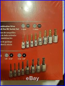 Snap On Combination Drive Metric Standard And SAE ball Hex Bit Socket Set new