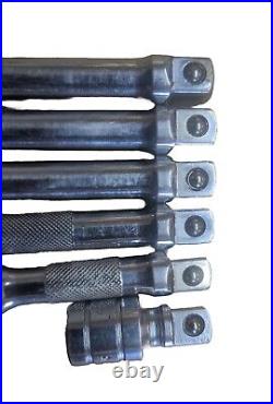 Snap On Tool USA 6 Piece 3/8Drive KNURLED Chrome Socket Extension Set 206AFX