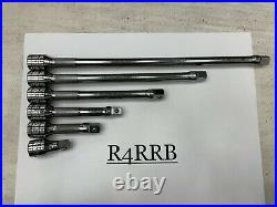 Snap-On Tools USA NEW 6pc 3/8 Drive Knurled Chrome Socket Extension Set 206AFX