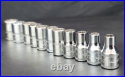 Snap on 11 pc 1/4 Drive 12 Point Metric Shallow Socket Set 5 14mm Tools USA