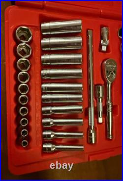 Snap-on 144TMPB 1/4 Drive Socket Set TM30 Ratchet SAE Metric Deep/Shallow