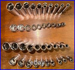 Snap-on 144TMPB 1/4 Drive Socket Set TM30 Ratchet SAE Metric Deep/Shallow