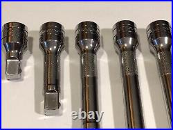 Snap-on Tools 305ASX 5 Piece 1/2 Drive KNURLED Chrome Extension Set With Tray