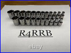 Snap-on Tools NEW 22pc 1/4 Drive SAE & Metric Shallow 6 Point Socket Lot Set