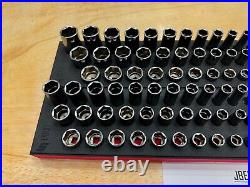 Snap-on Tools NEW RED 84pc 3/8 Drive 6pt Metric / SAE Master Socket Foam Sets