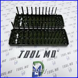 Snap-on Tools RARE 2pc COMBAT GREEN 1/4 Metric & SAE 3-Row Socket Trays KA143FR