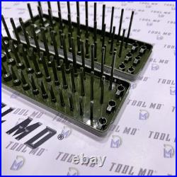 Snap-on Tools RARE 2pc COMBAT GREEN 1/4 Metric & SAE 3-Row Socket Trays KA143FR Snap-on Tools RARE 2pc COMBAT GREEN 1/4 Metric & SAE 3-Row Socket Trays KA143FR
