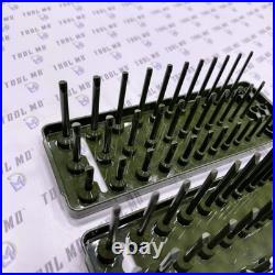 Snap-on Tools RARE 2pc COMBAT GREEN 1/4 Metric & SAE 3-Row Socket Trays KA143FR