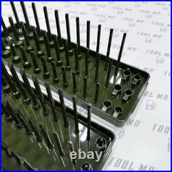 Snap-on Tools RARE 2pc COMBAT GREEN 1/4 Metric & SAE 3-Row Socket Trays KA143FR