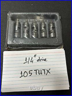 Snap on Tools USA NEW 5pc 1/4 Drive Stubby Swivel Torx Bit Socket Set 105TUTX