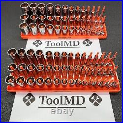 Snap-on Tools USA NEW 84-Piece SAE & Metric 3/8 Dr 12-Point MASTER Socket Sets